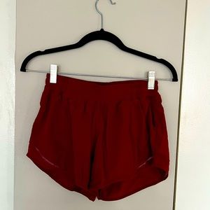 Lululemon Hotty Hot Short II (Long 4”) in Dark Red